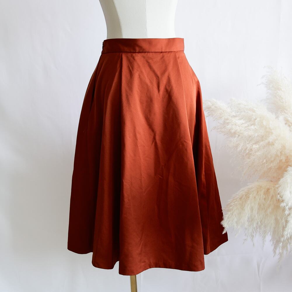 Zara Basic Burnt orange poplin skirt size M - Picture 3 of 5